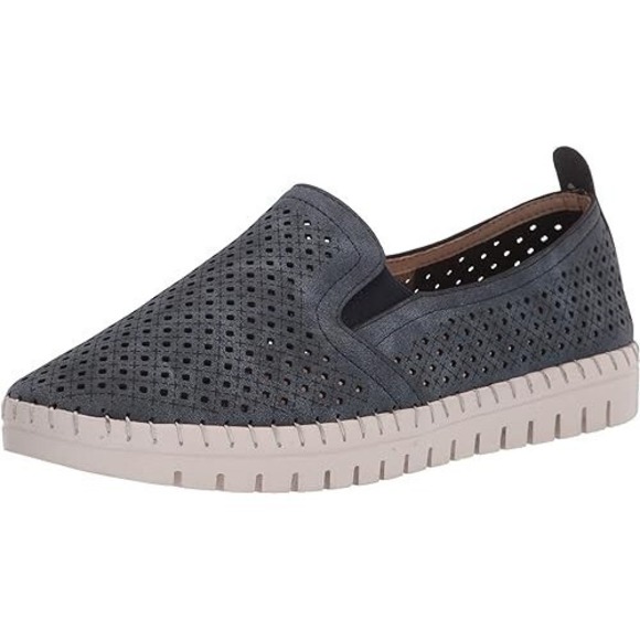easy street Shoes - Easy Street Fresh Slip On Sneakers - Navy Blue Faux Suede NEW 7 W